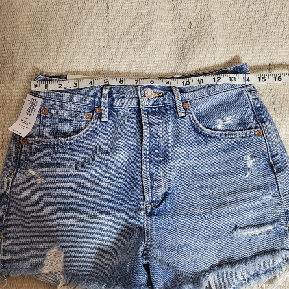 NWT Agolde Jaden High Rise Cut Off Short in Swapmeet Blue Sz 27 - Picture 7 of 11